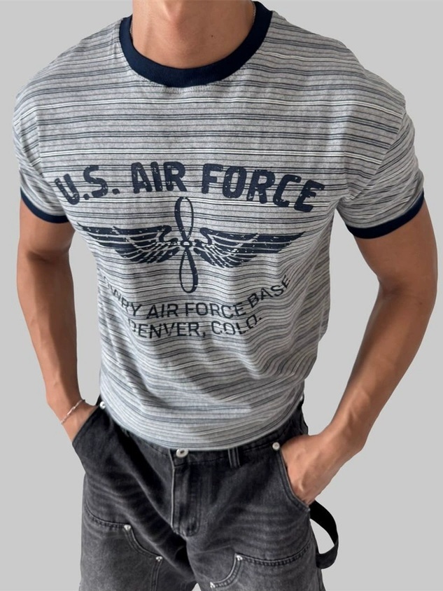 空軍橫紋撞色短袖T恤