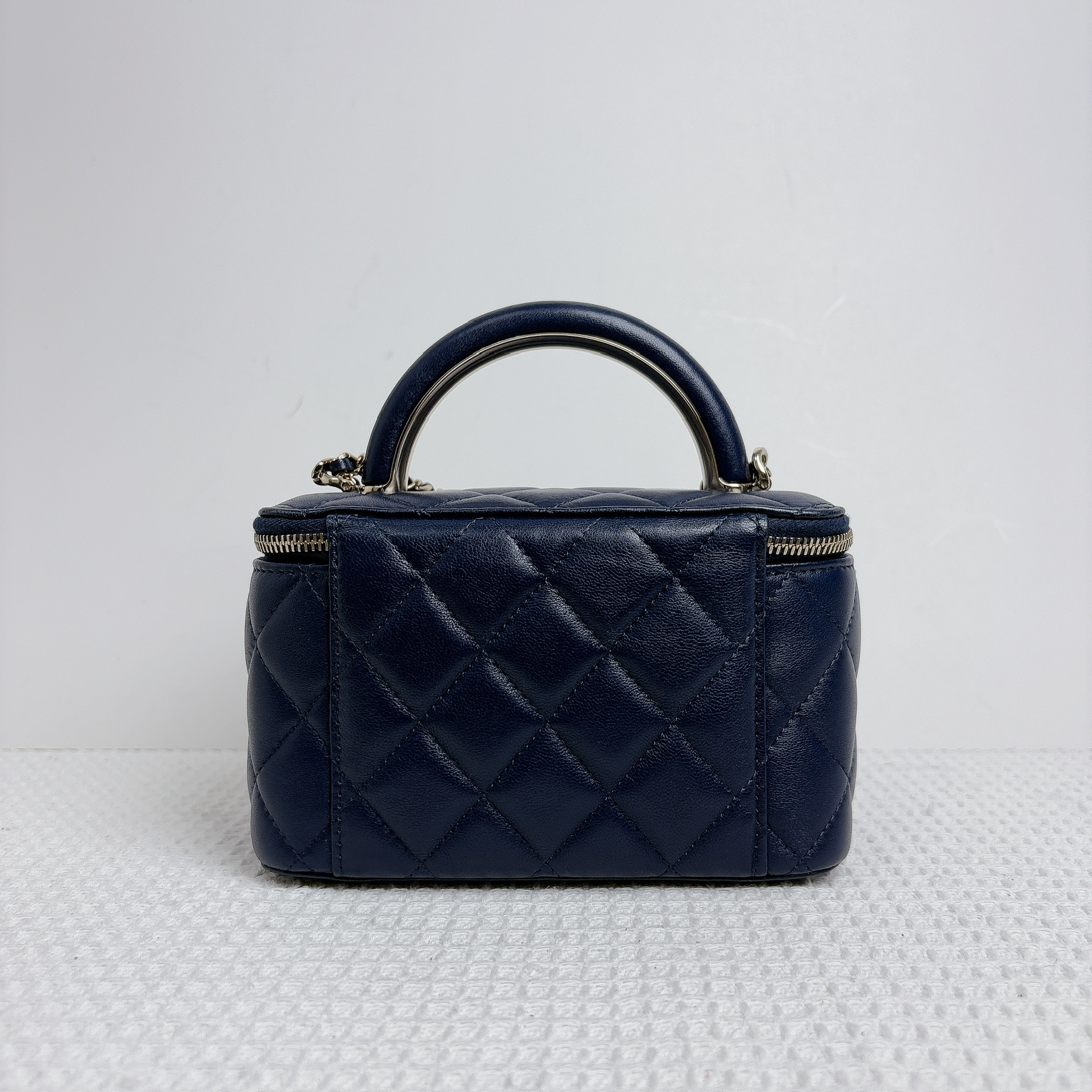 Chanel Long Box With Handle Bag - Navy / Ghw