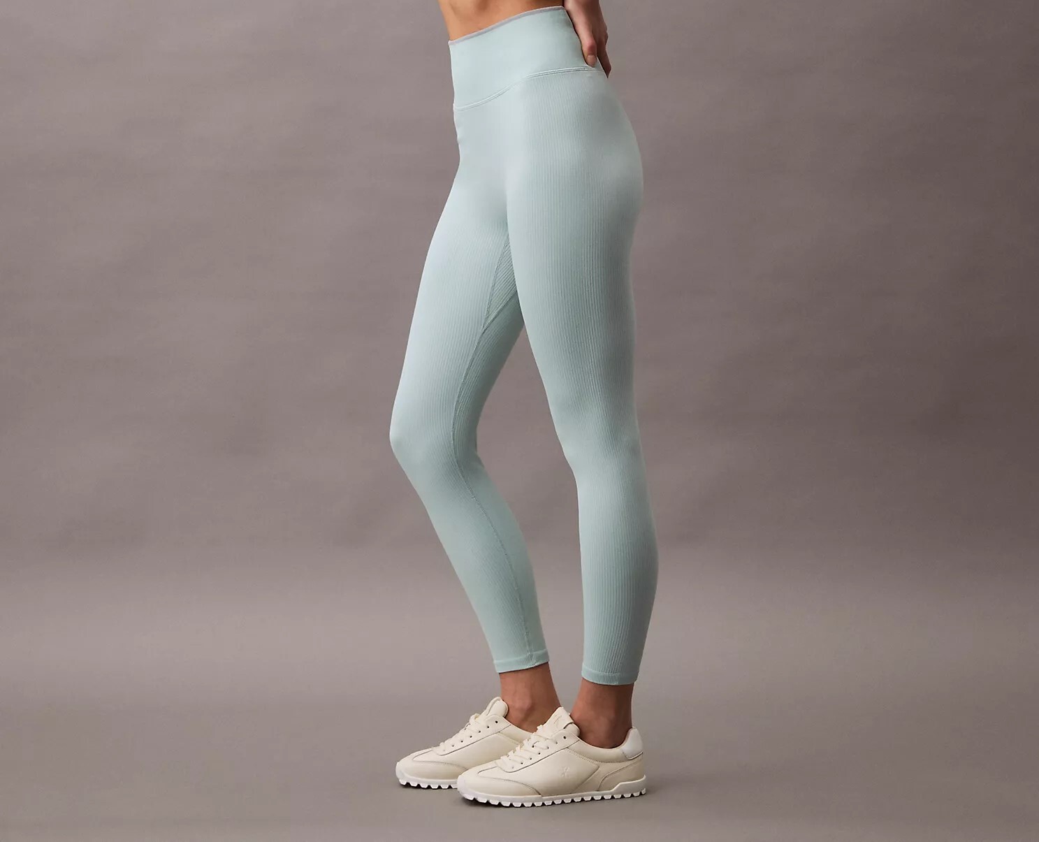 [S] CALVIN KLEIN TEAL GREEN RIB SPORT LEGGINGS, SP40606383-404F643440 (SCK706)