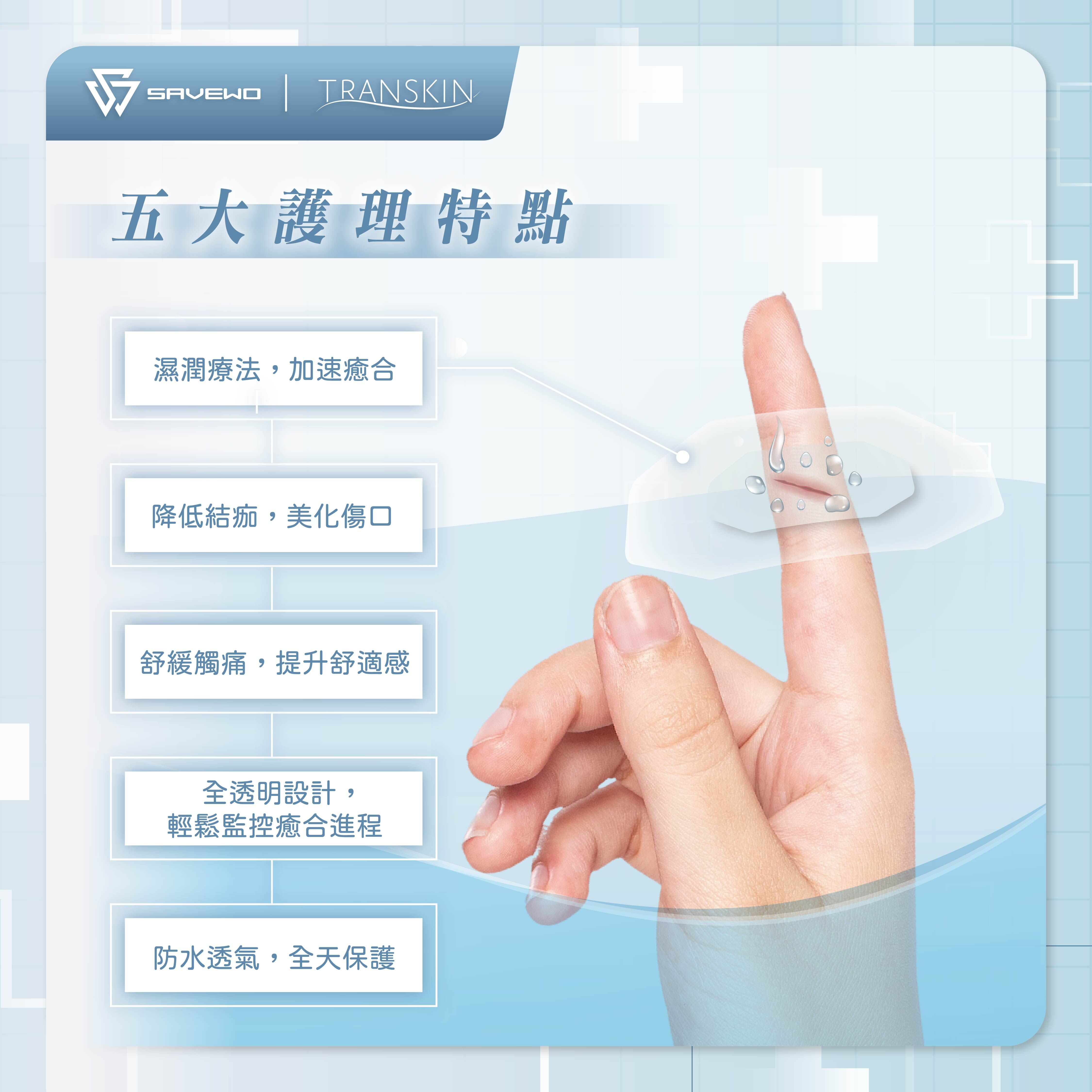 *2.5cm × 6cm* SAVEWO 救世 TranSkin 全新人工皮防水透氣繃 (水膠體) (5片/盒)