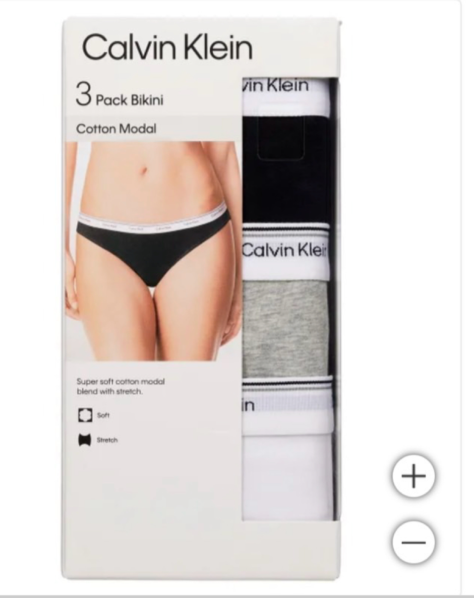 Calvin Klein CK 女款 橫線字母 細帶內褲 三件組