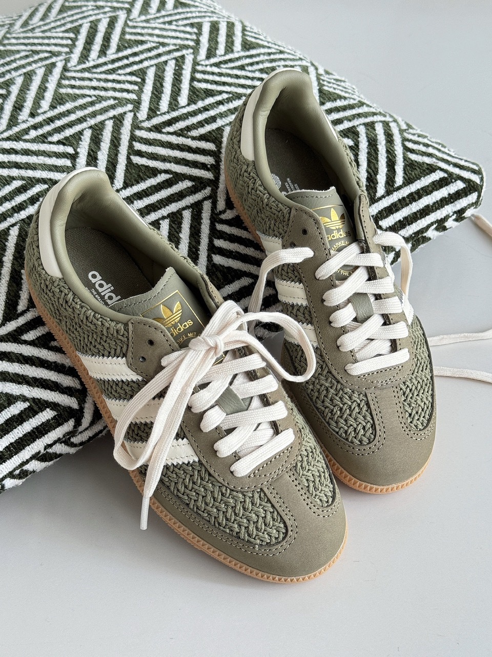 ADIDAS SAMBA OG 抹茶奶油 米白 抹茶綠 焦糖底 編織 女鞋 JR9447 / 調貨