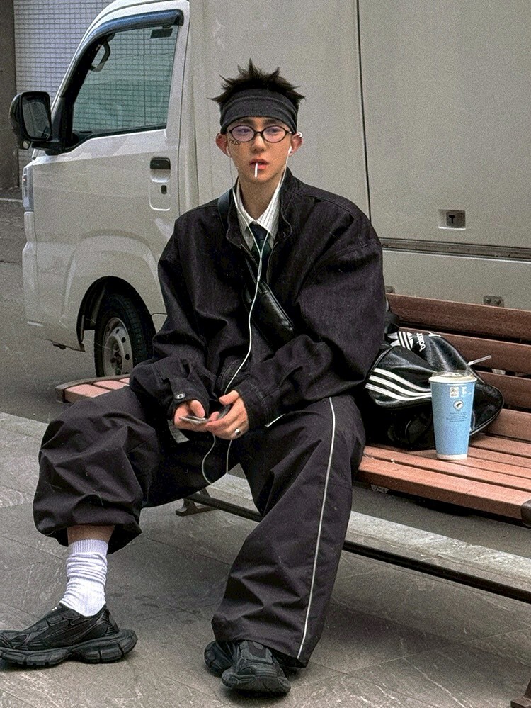 Aurocean 丹寧水洗黑牛仔外套