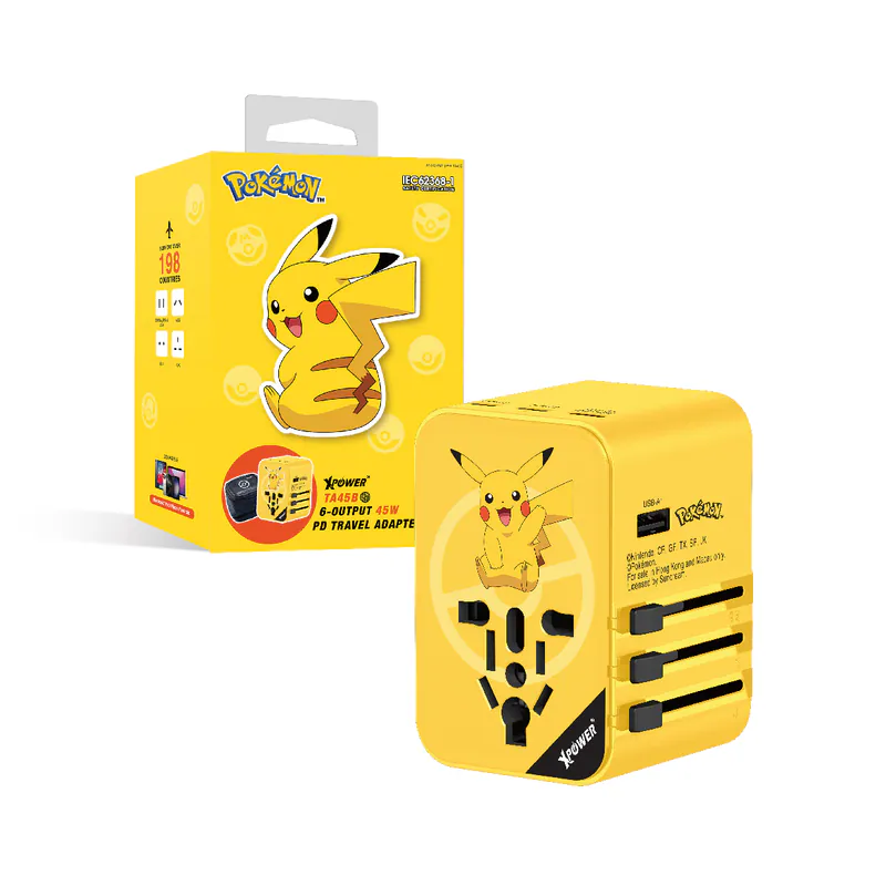 （2026新年限時優惠）XPower x Pokémon Pikachu TA45B 45W 6輸出 PD3.0/PPS快充旅行充電器