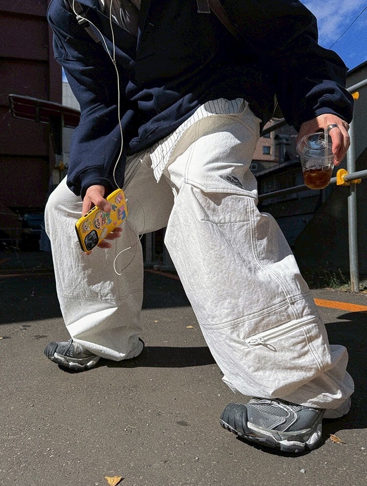 Aurocean 白色多口袋工裝褲