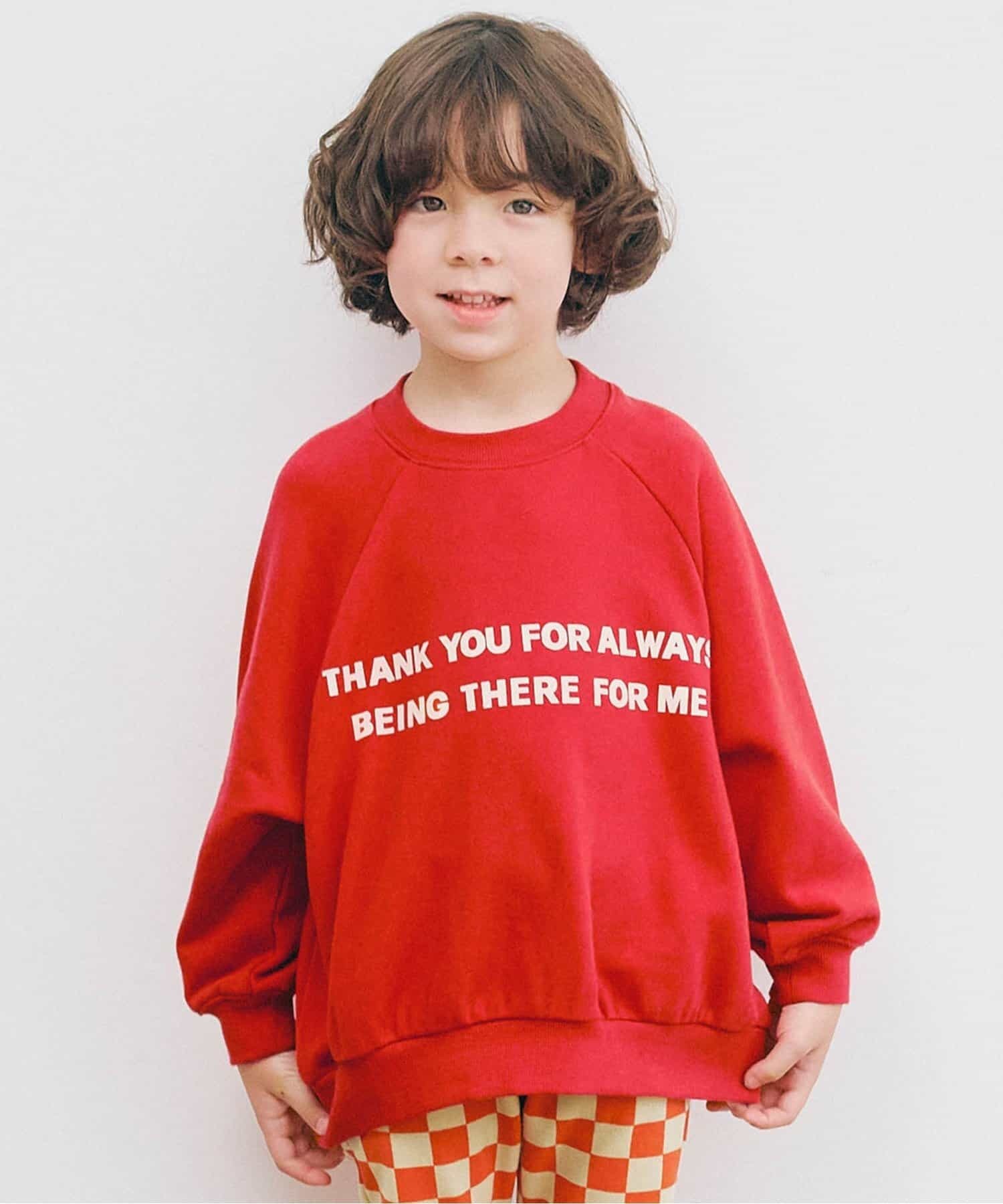 日本p.premier 可愛繭型 純棉長袖字母衛衣 (紅色，130) P411025