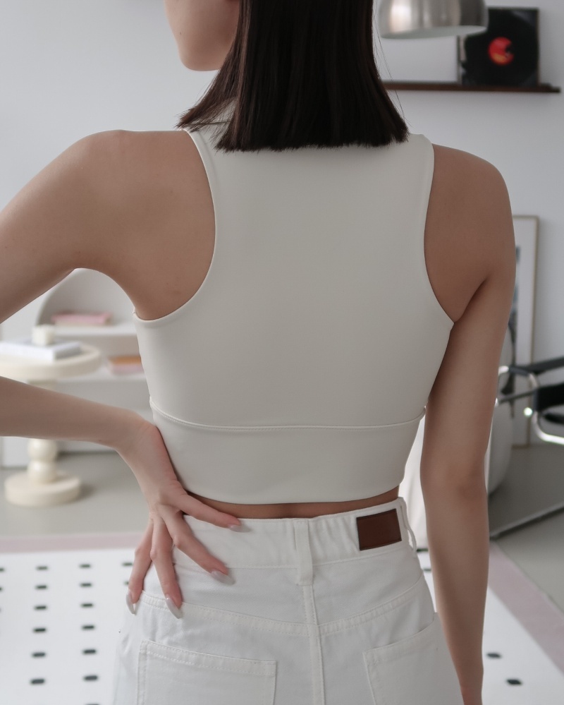 Lora bra top 無袖polo胸墊背心 / 奶白色