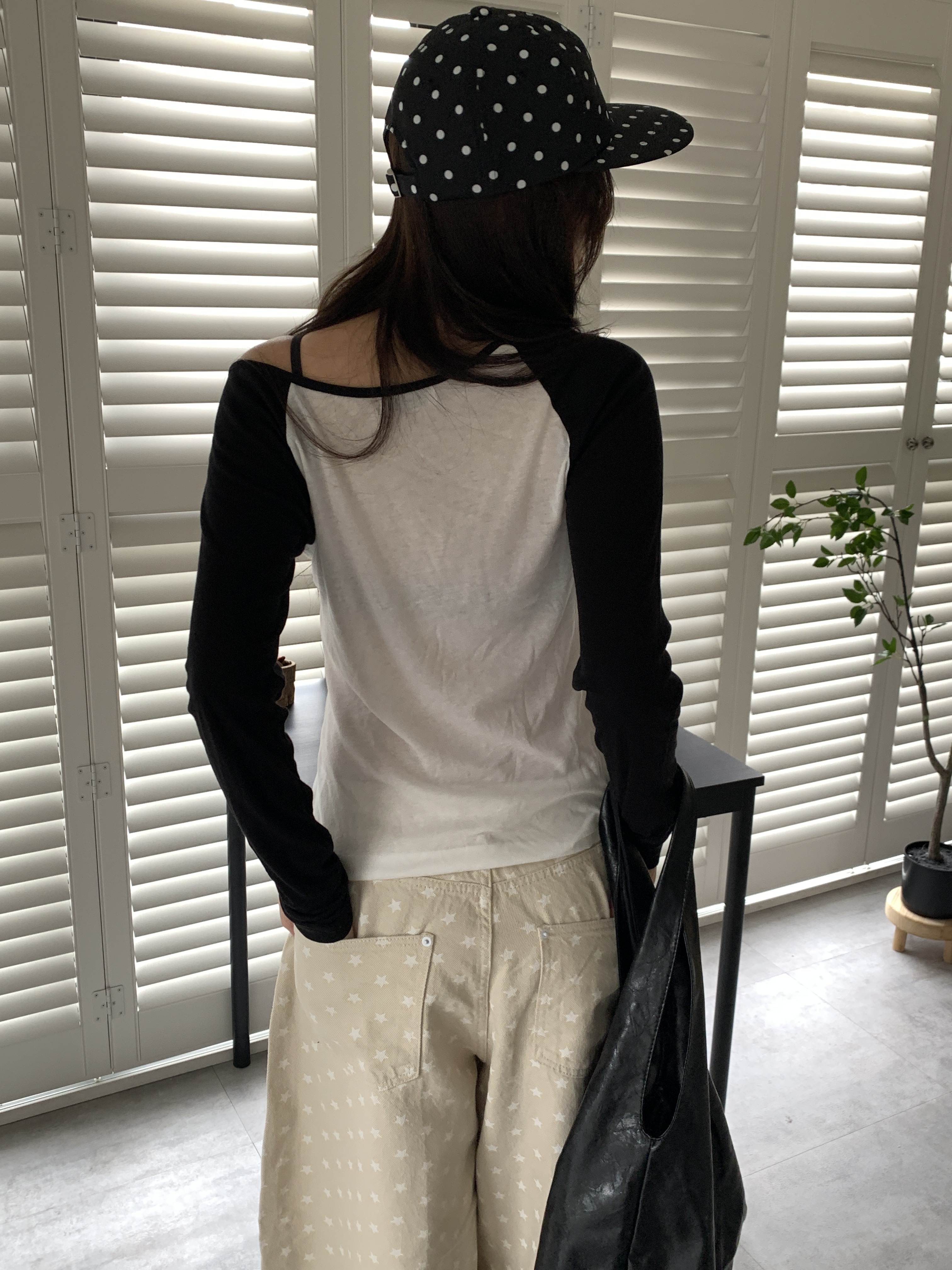 P104/小復古拼色彈力T