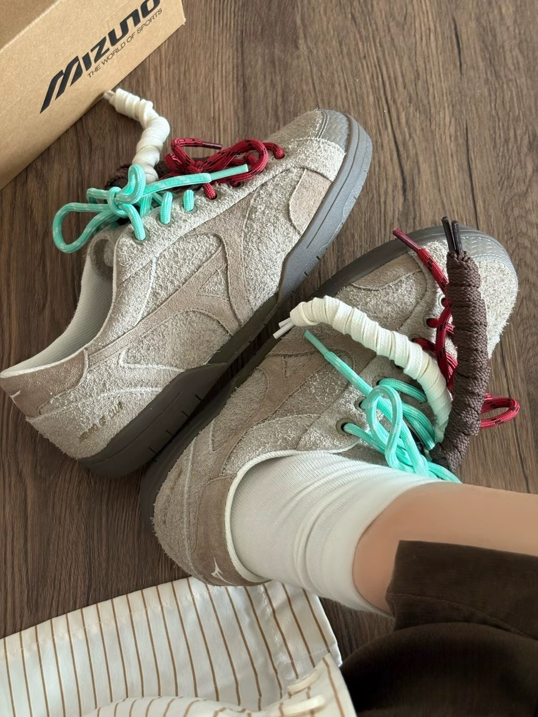 Mizuno 美津濃 CT CLUB 撞色 四色鞋帶 麂皮 薄底 卡其色 復古德訓鞋  D1GH261004