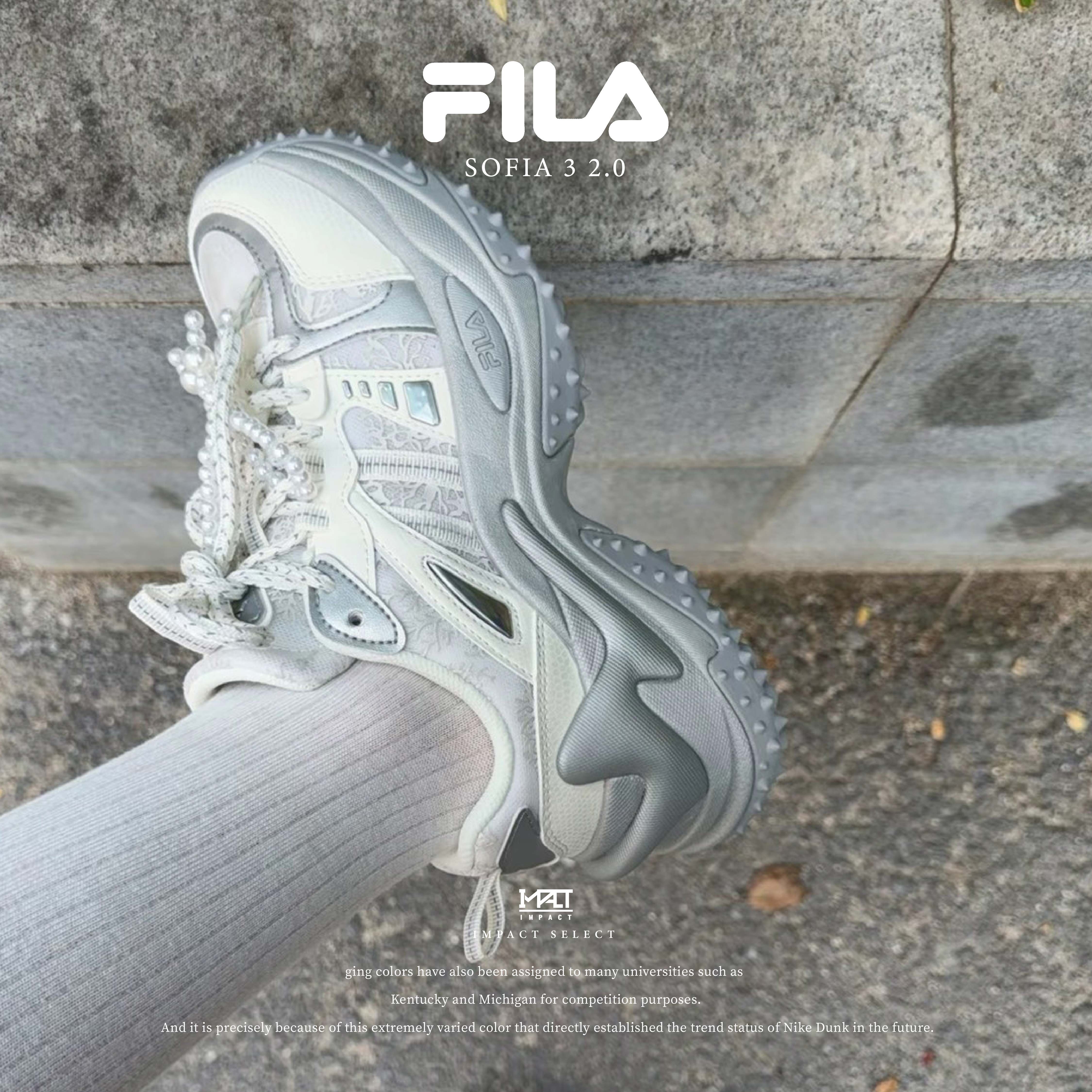FILA SOFIA 3 2.0版 魚刺鞋 人魚公主 蕾絲 珍珠 銀白 F52W541178FSW