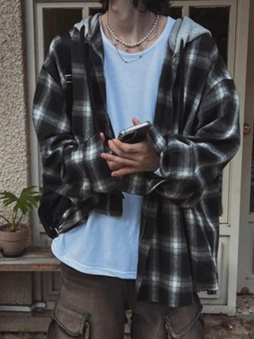 格仔連帽長袖恤衫 GARMENTS-044JK