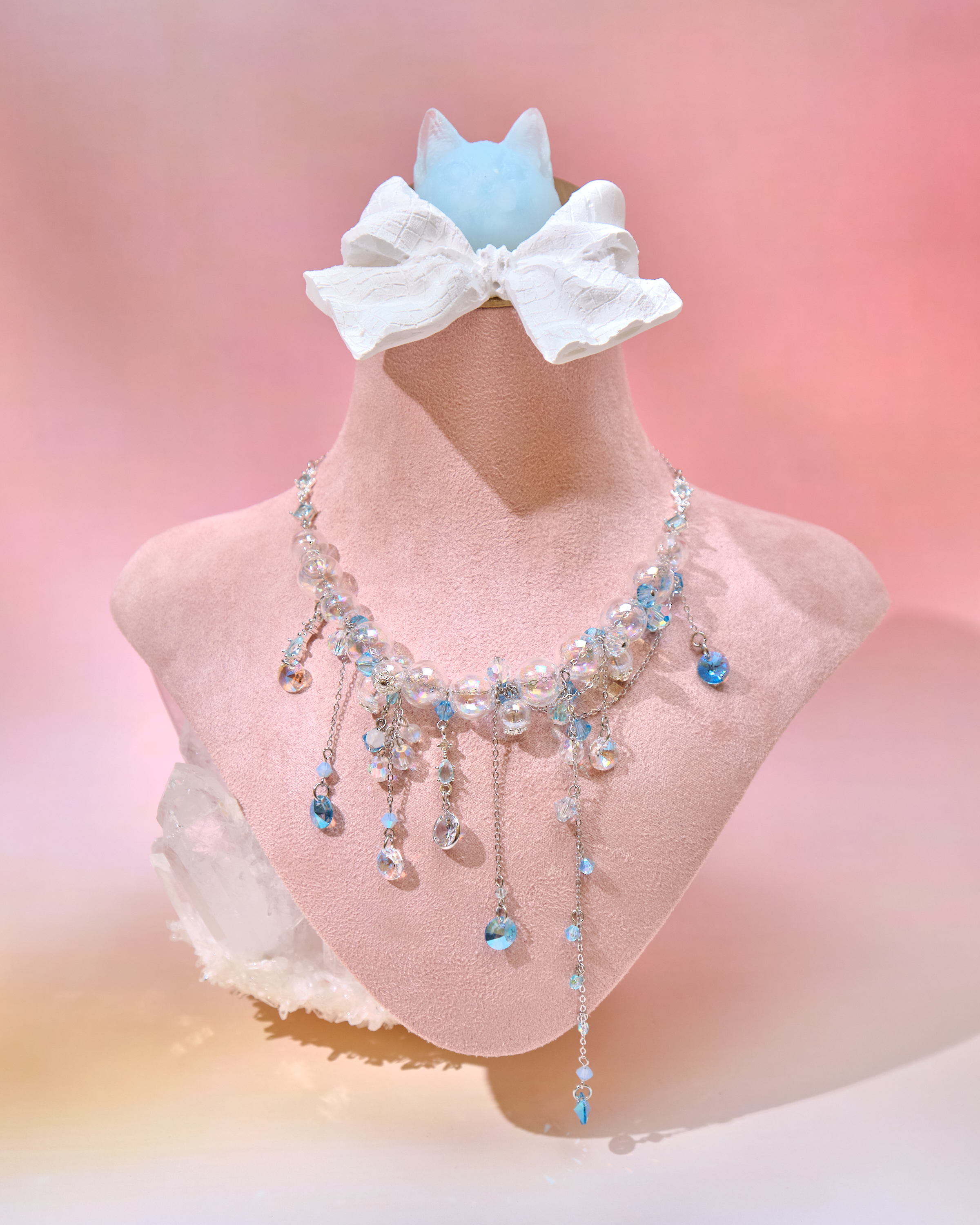 12679 透明感雨簾泡泡浴S925鎖骨項鏈