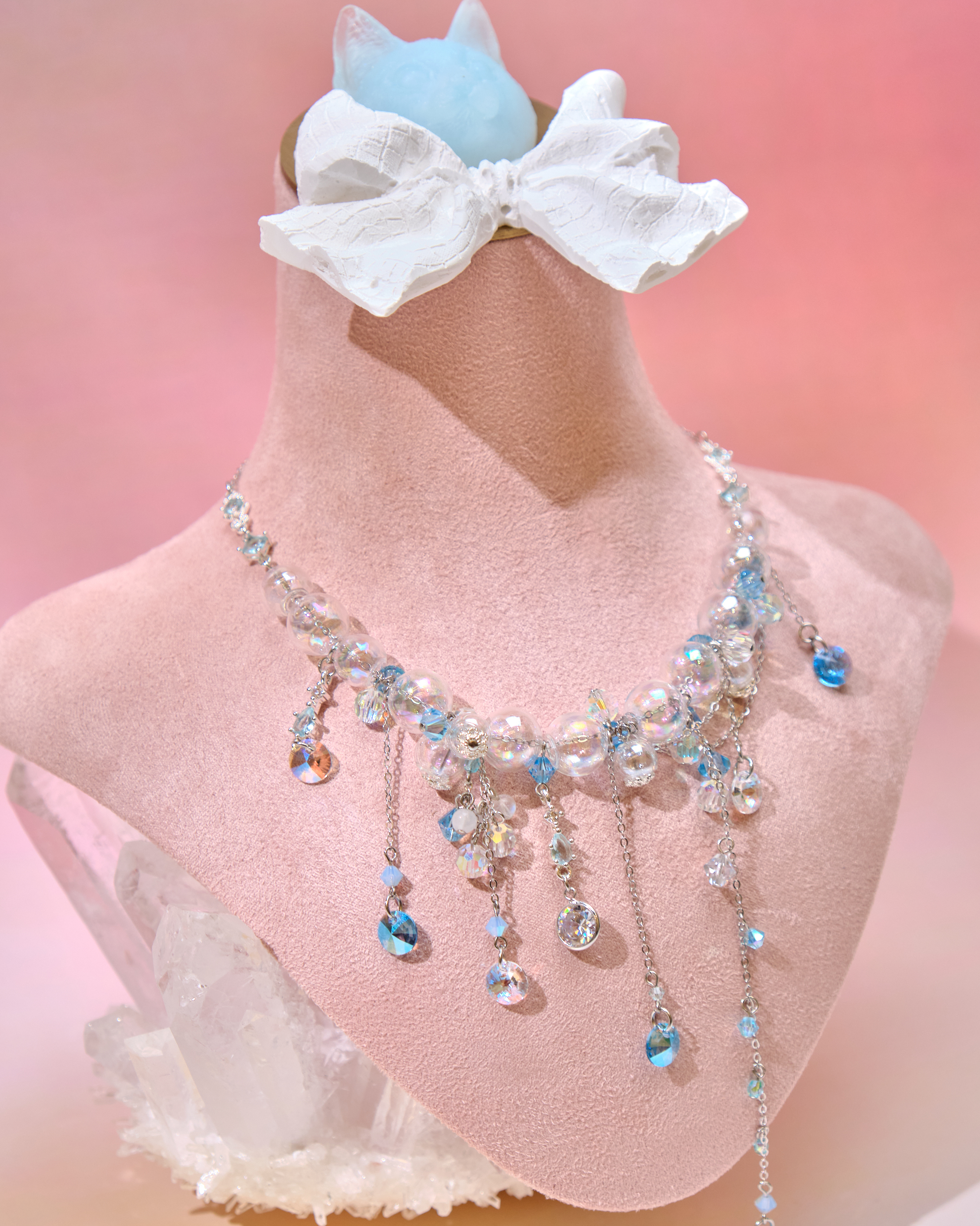 12679 透明感雨簾泡泡浴S925鎖骨項鏈