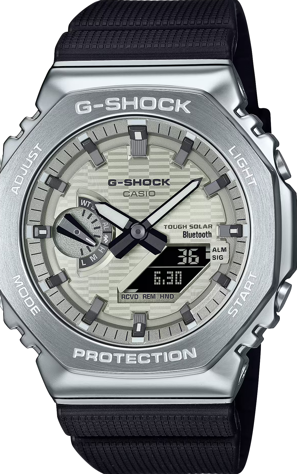 萬年鐘錶 - G-SHOCK  精緻光澤太陽能藍芽智慧型八角錶殼電子錶  GBM-2100A-8B 錶徑 : 44.4 mm