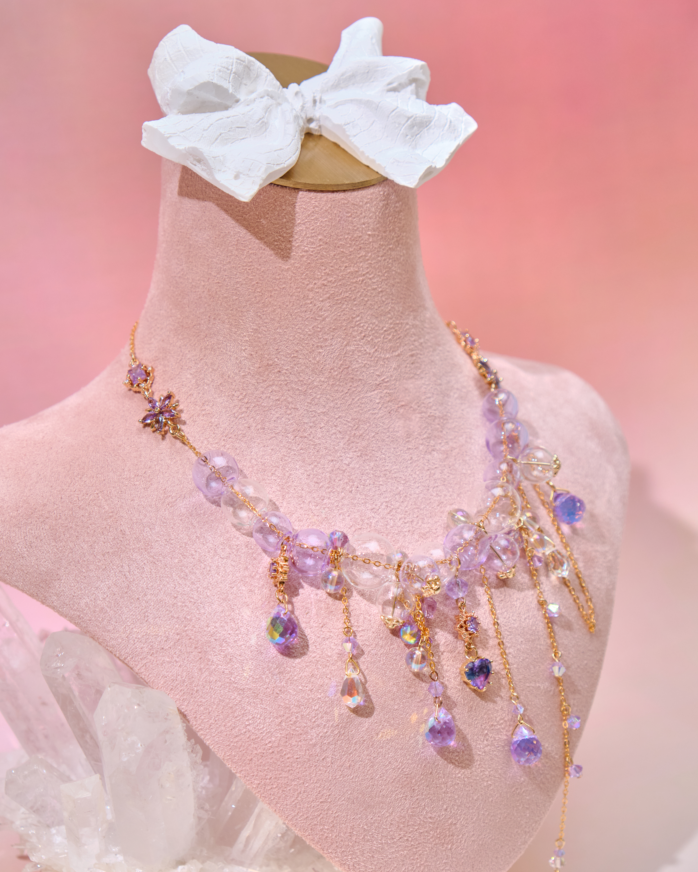 12678 Transparent Rain Curtain Bubble Bath S925 Clavicle Necklace