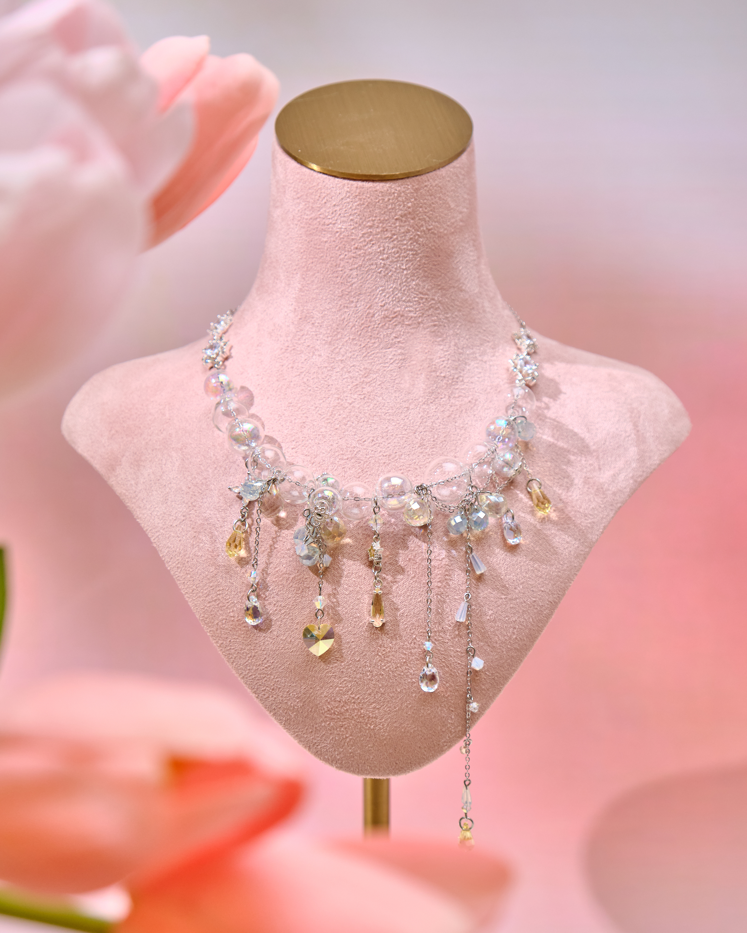 12677 透明感雨簾泡泡浴S925鎖骨項鏈