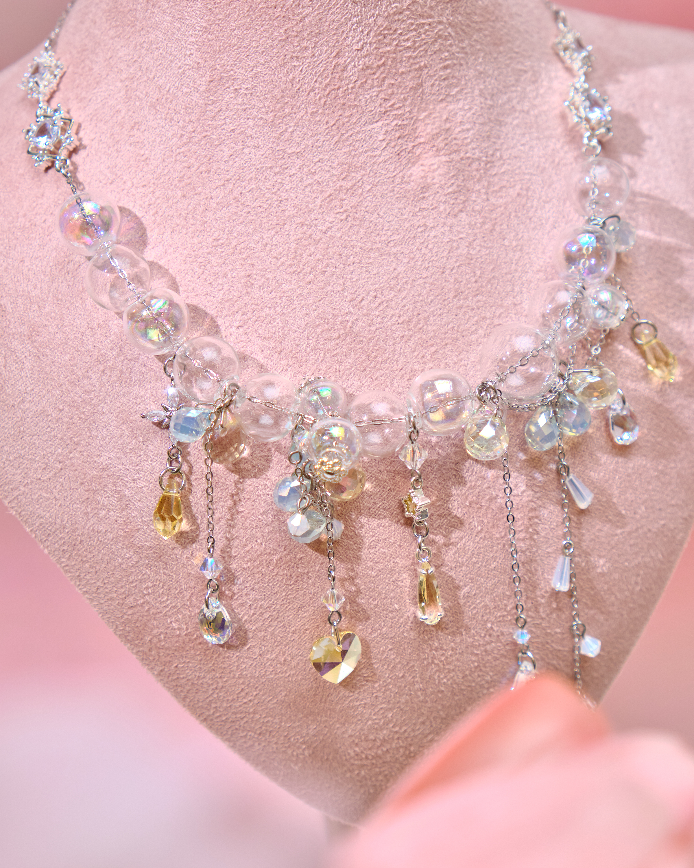 12677 透明感雨簾泡泡浴S925鎖骨項鏈