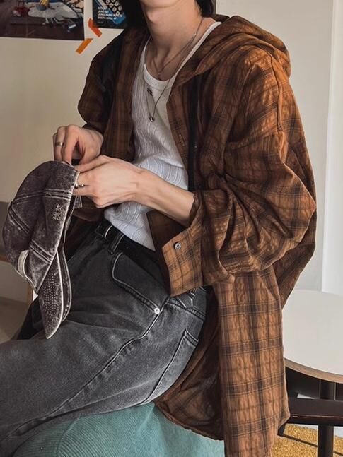 格仔連帽長袖恤衫 GARMENTS-046JK