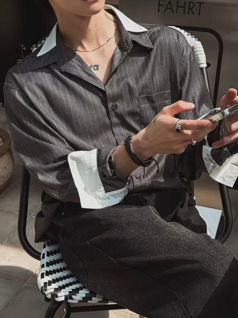 暗直紋長袖恤衫 GARMENTS-051S