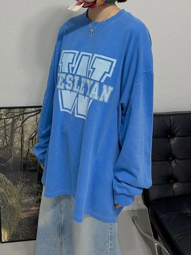 洗水英文字長袖衫 manhattans-045T