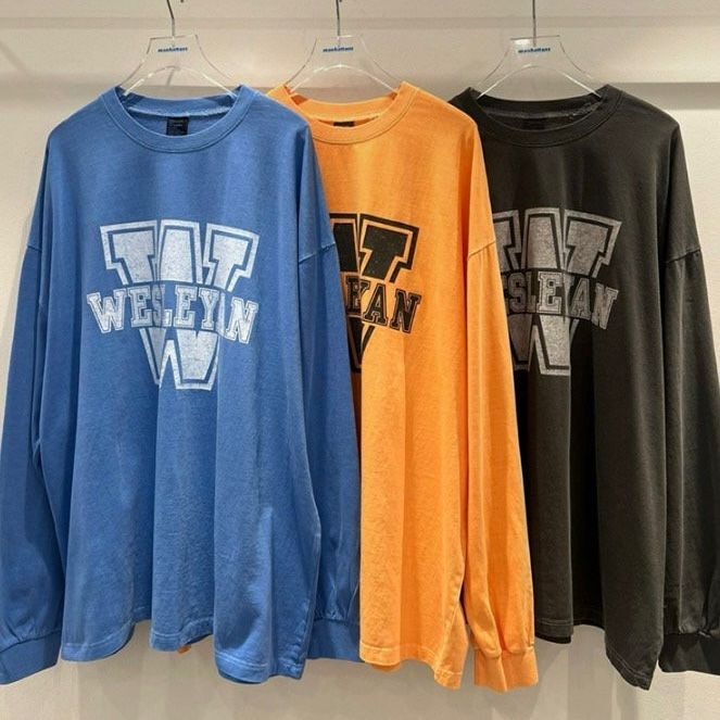 洗水英文字長袖衫 manhattans-045T