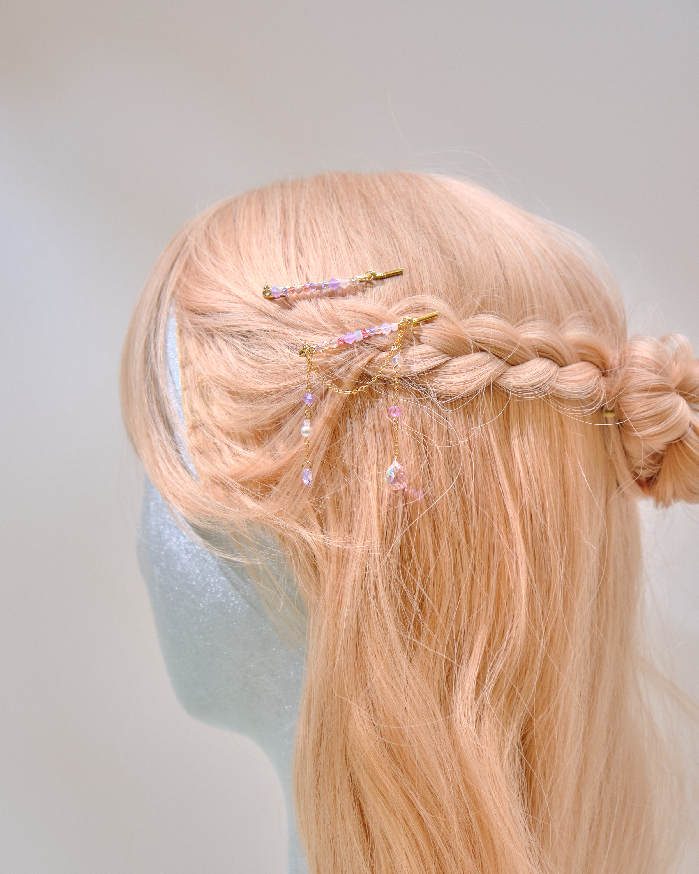 12751 Elegant Candy-Colored Crystal Pendant Single Barrette Set