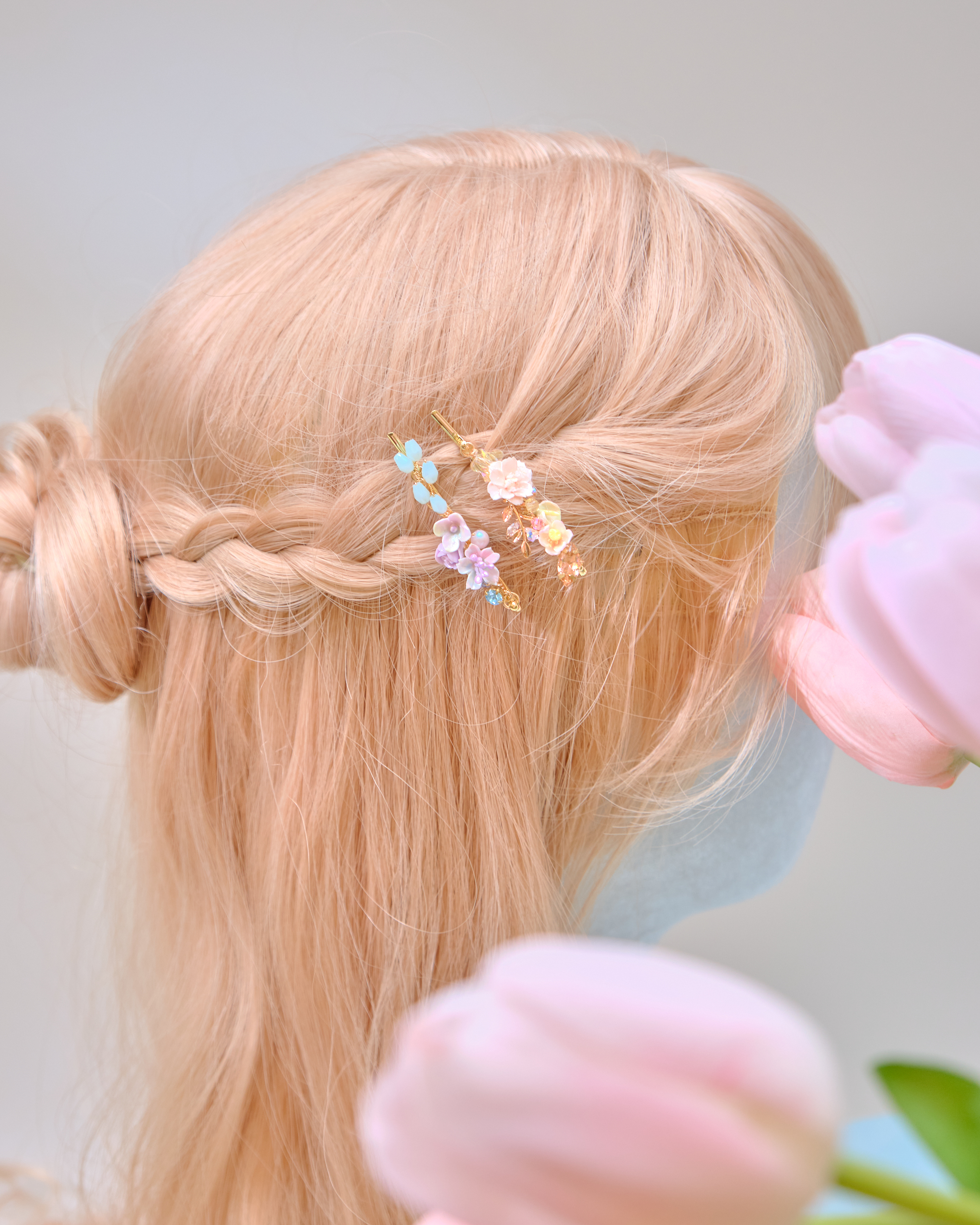 12747 Small Bouquet Pendant Double Barrette Set