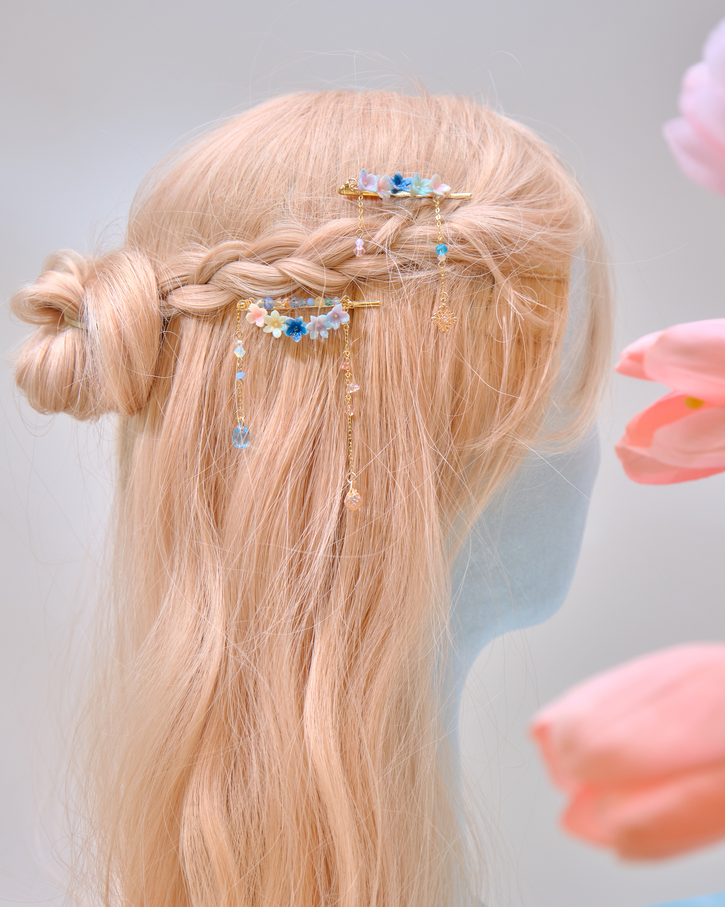 12746 Small Bouquet Pendant Double Barrette Set