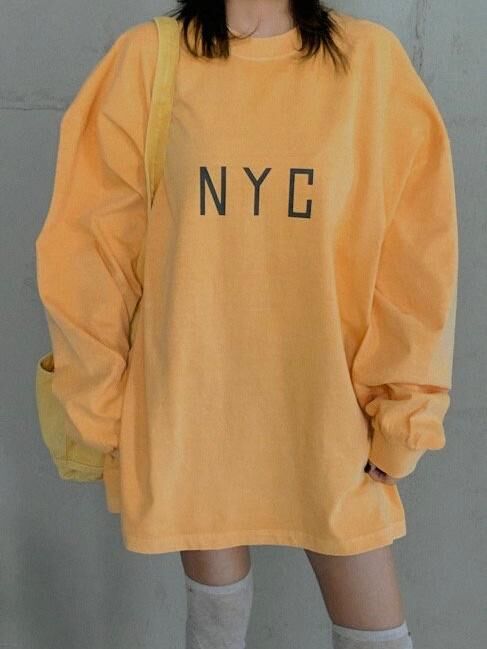 洗水英文字長袖衫 manhattans-046T