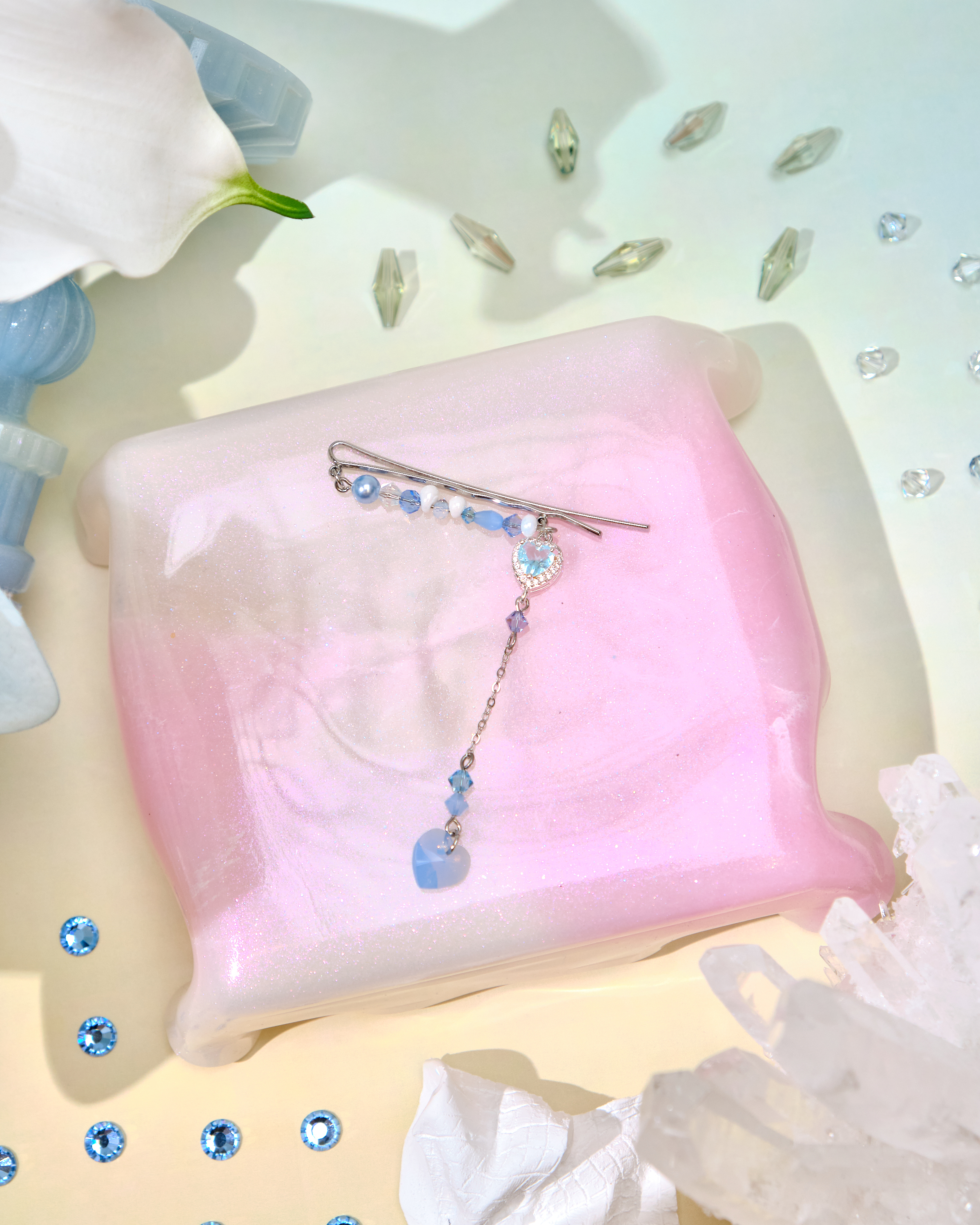 12741 Elegant Candy-Colored Crystal Pendant Barrette