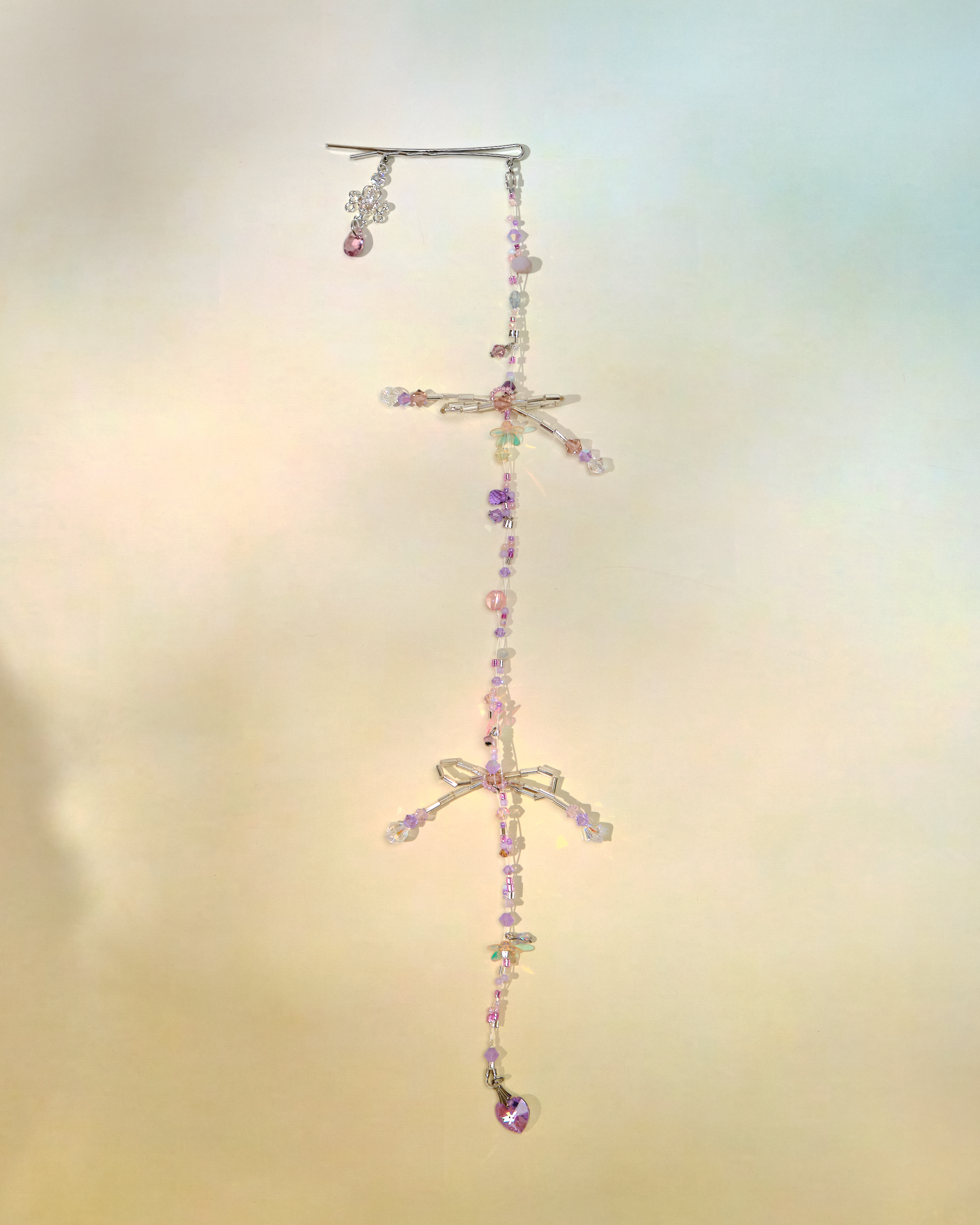 12732 Crystal Candy Bow Long Chain Hairpin