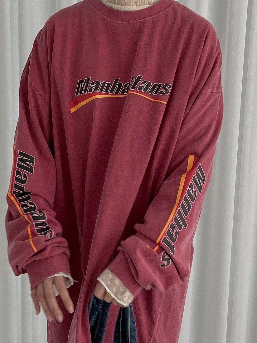 洗水英文字長袖衫 manhattans-051T