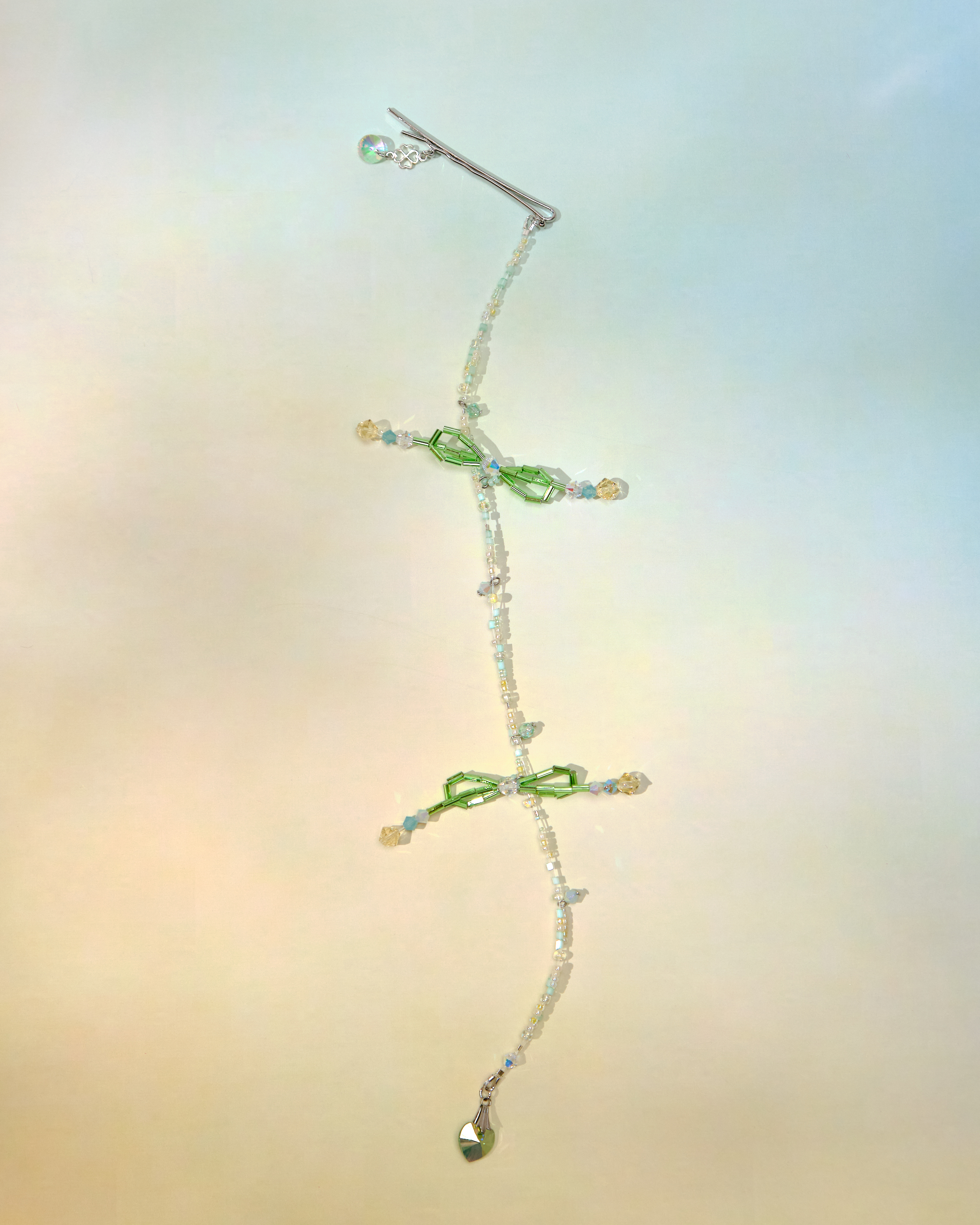 12729 串串水晶糖果蝴蝶結長鏈髮夾