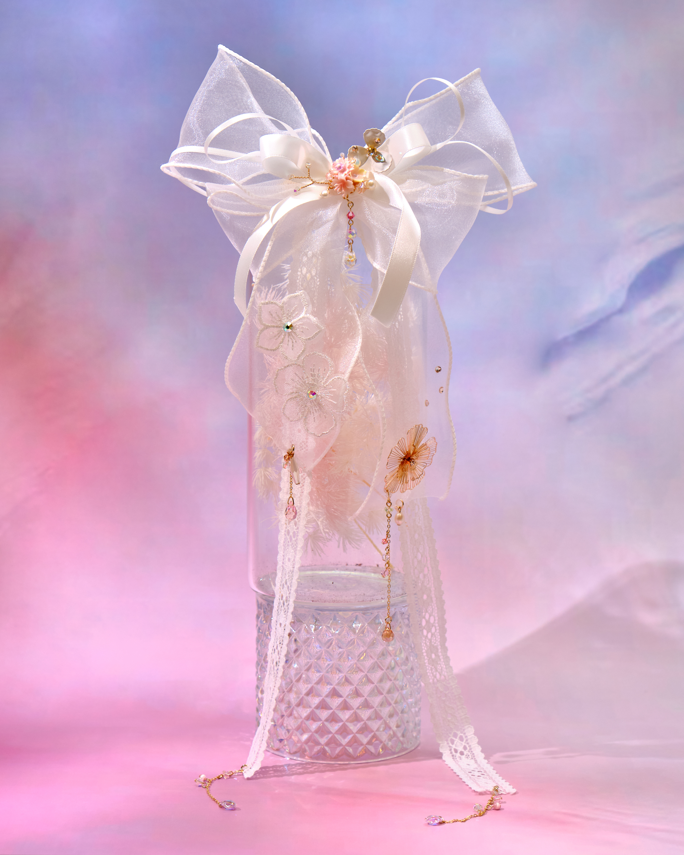 12725 Pure White Little Princess Bow Hairpin (Large)