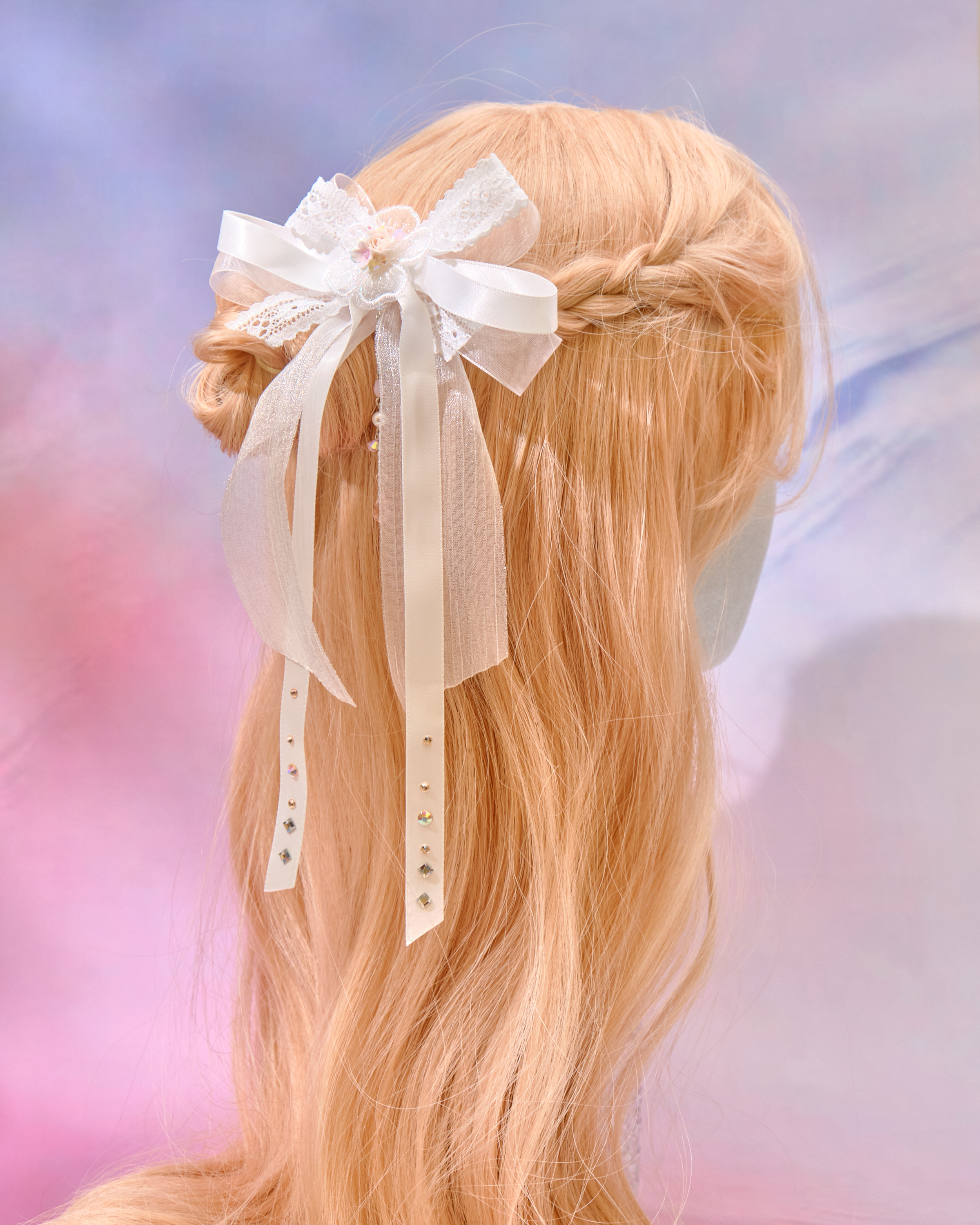 12724 純白小公主蝴蝶結髮夾（細）