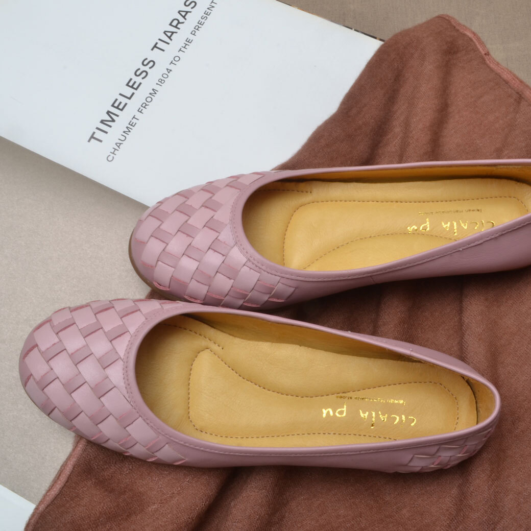 06A2 櫻花粉 手工編織鞋