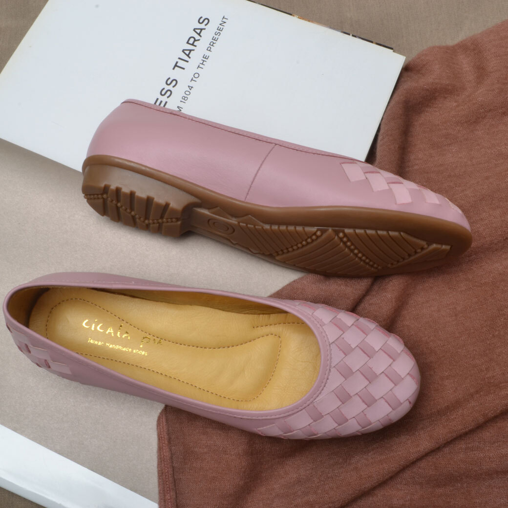 06A2 櫻花粉 手工編織鞋