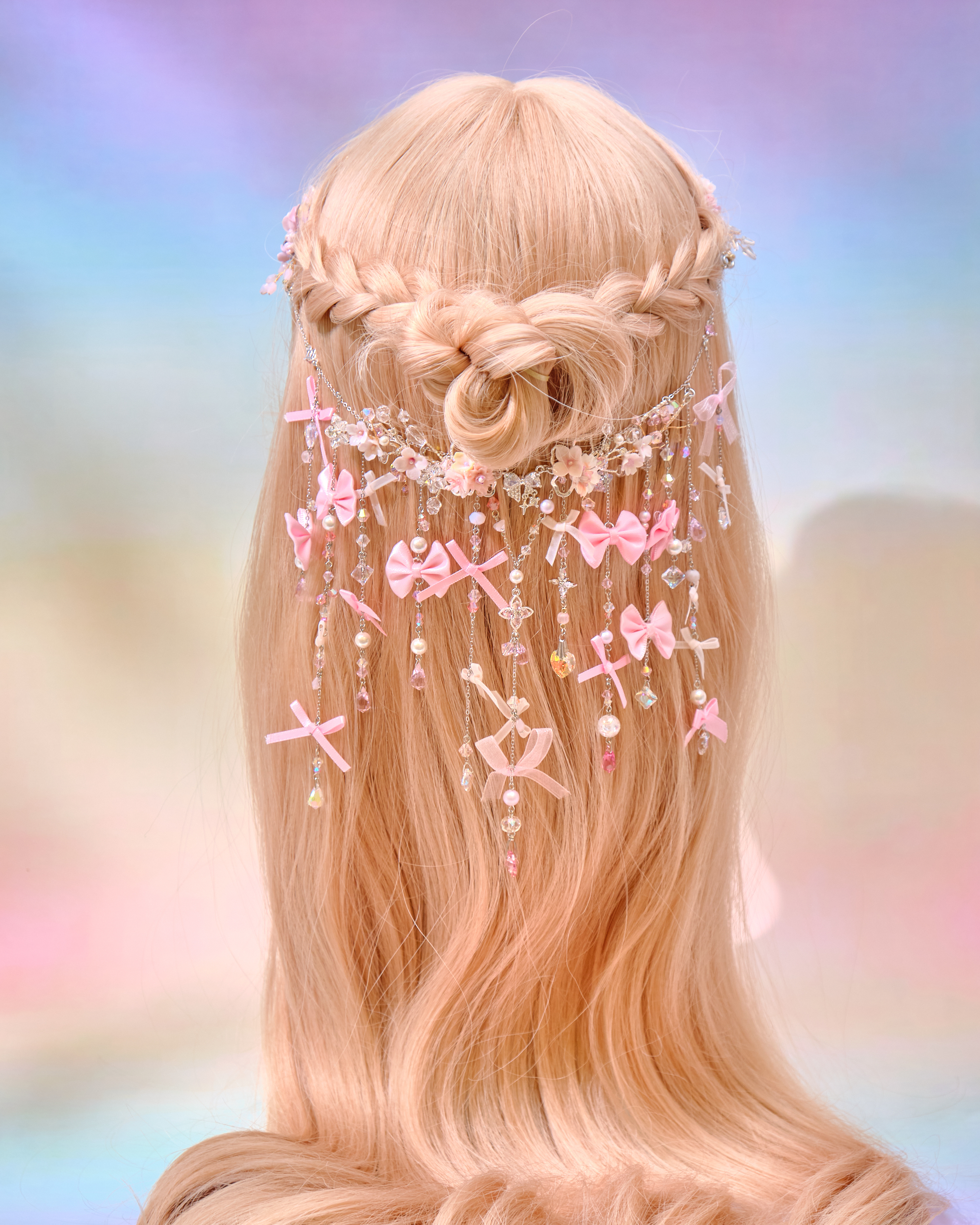 12719 花仙子繁花雨簾S925頭鏈配可拆式雙一字夾