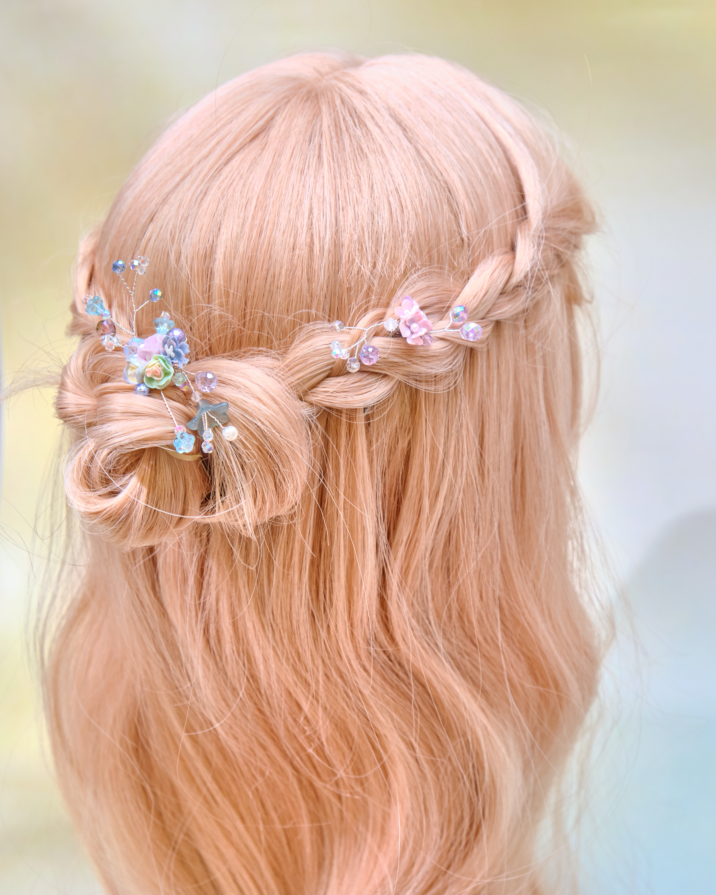 12717 Cute Flower Ball Double Hairpin Set