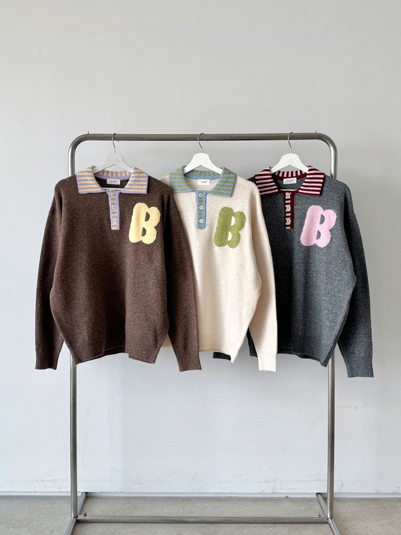 英文字Polo針織衫 3.14-083T