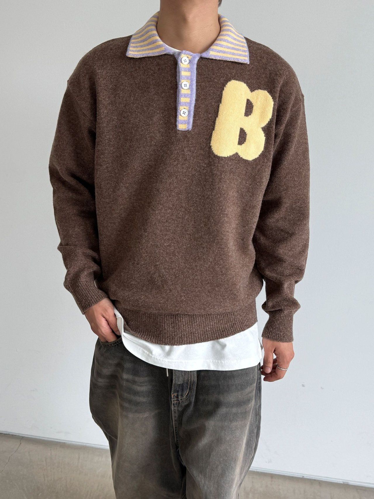 英文字Polo針織衫 3.14-083T