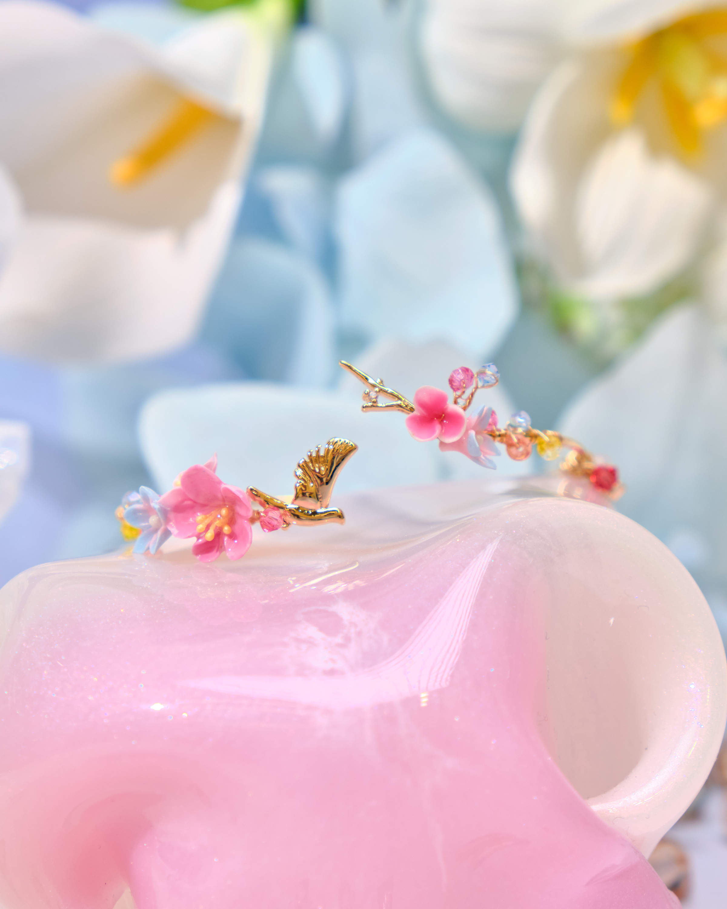 12702 優雅園林小花束鍍金/銀開口手鐲