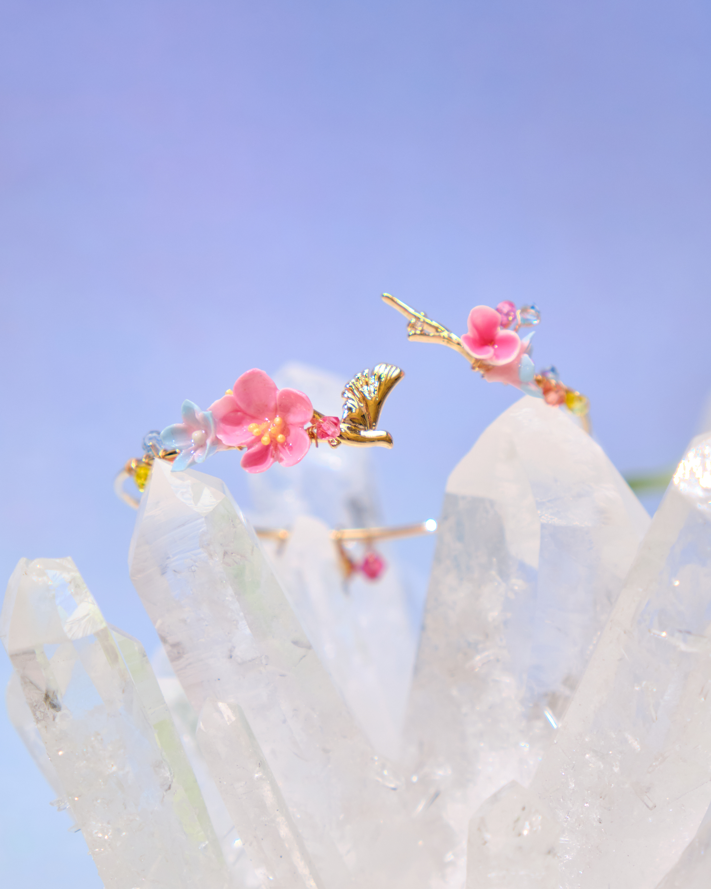 12702 優雅園林小花束鍍金/銀開口手鐲