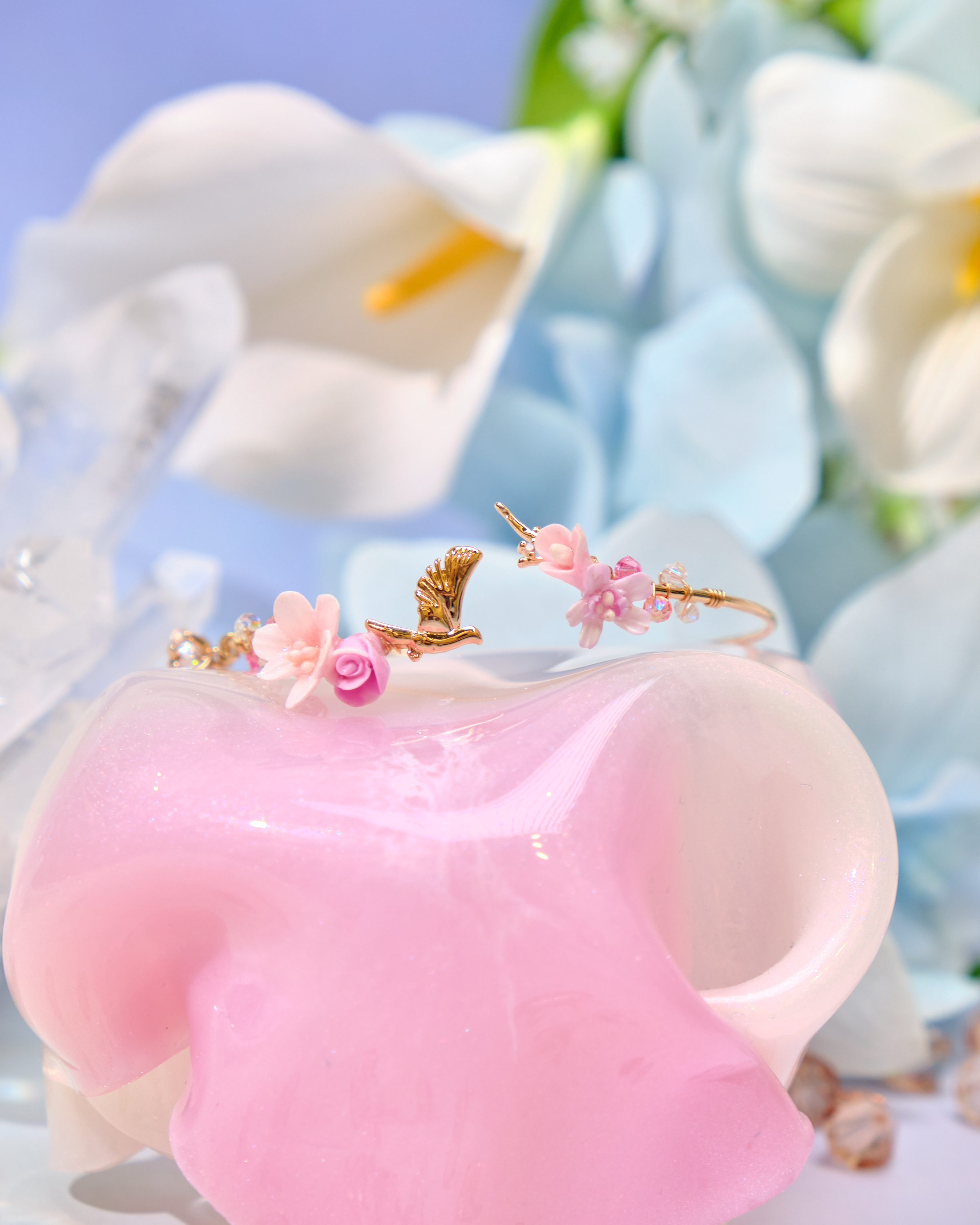 12701 優雅園林小花束鍍金/銀開口手鐲