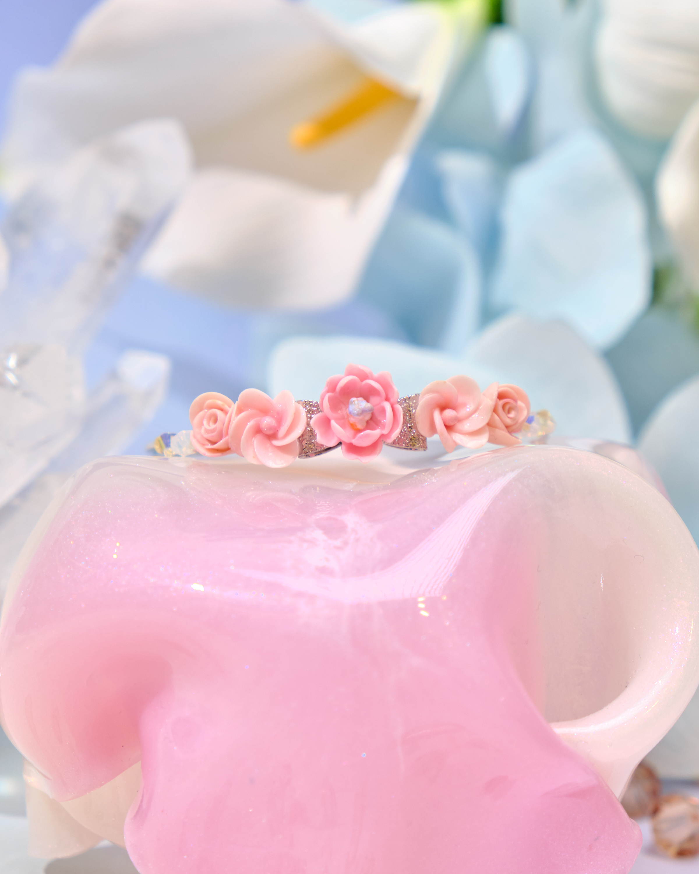 12699 優雅園林小花束鍍金/銀開口手鐲