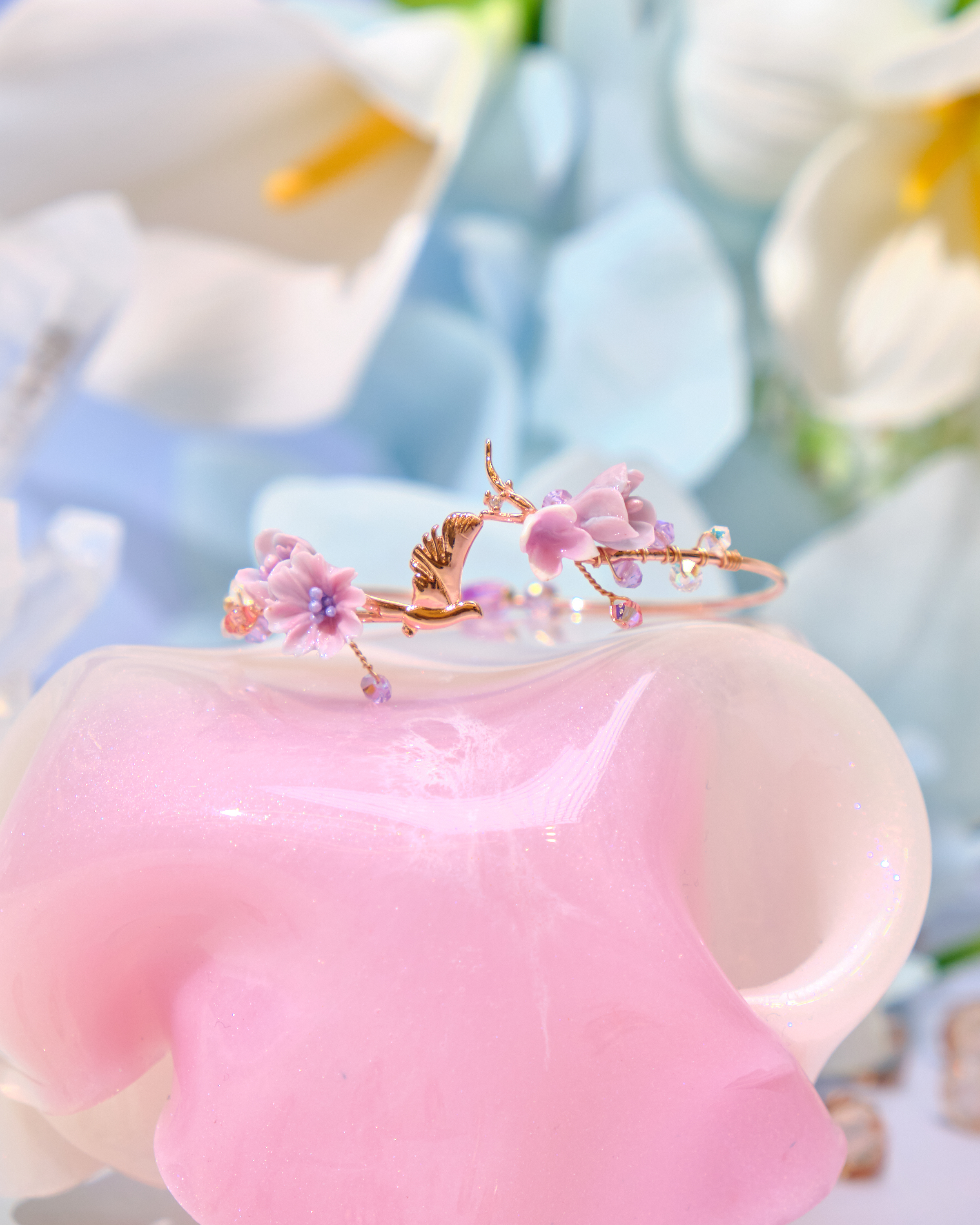 12698 優雅園林小花束鍍金/銀開口手鐲