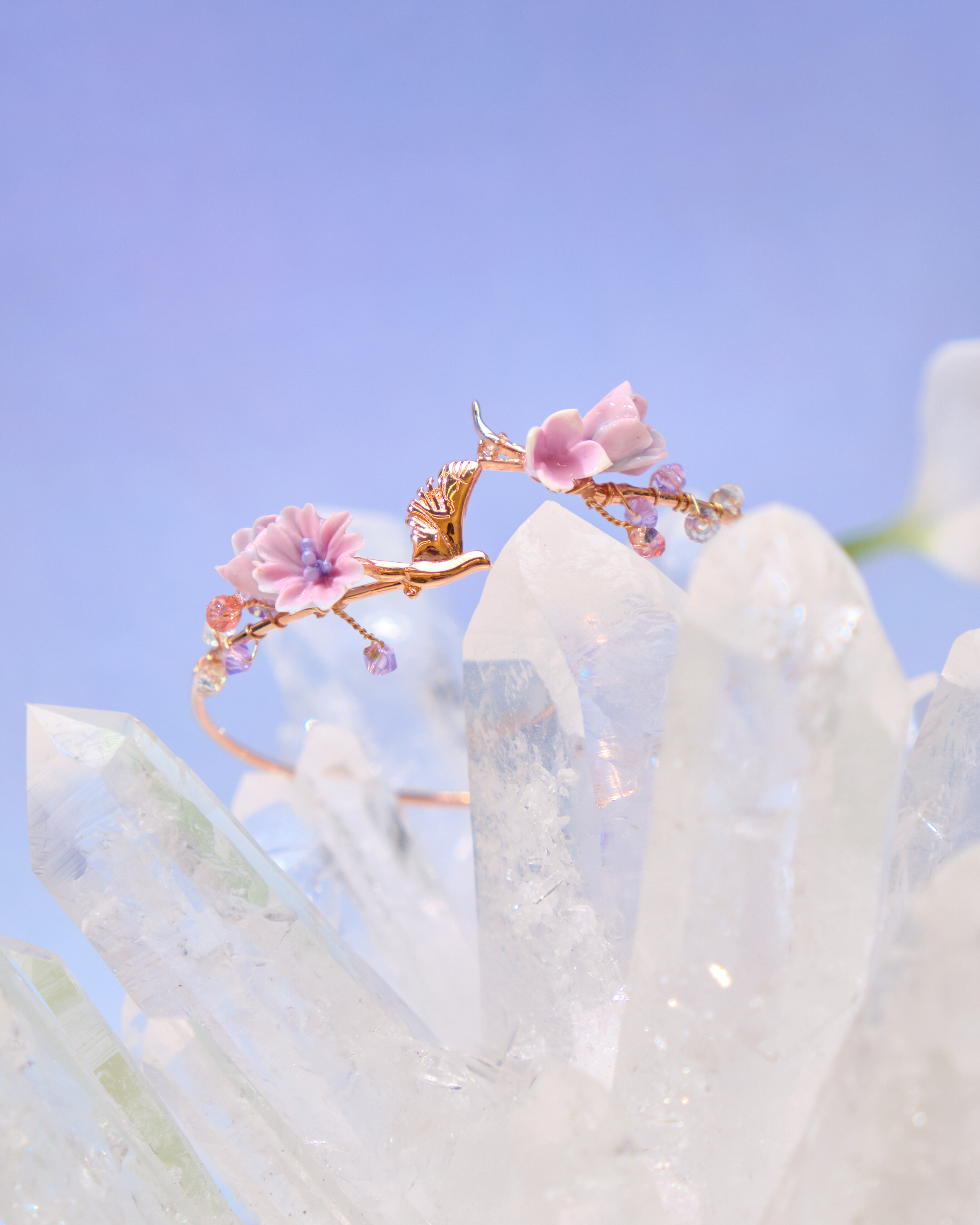 12698 優雅園林小花束鍍金/銀開口手鐲