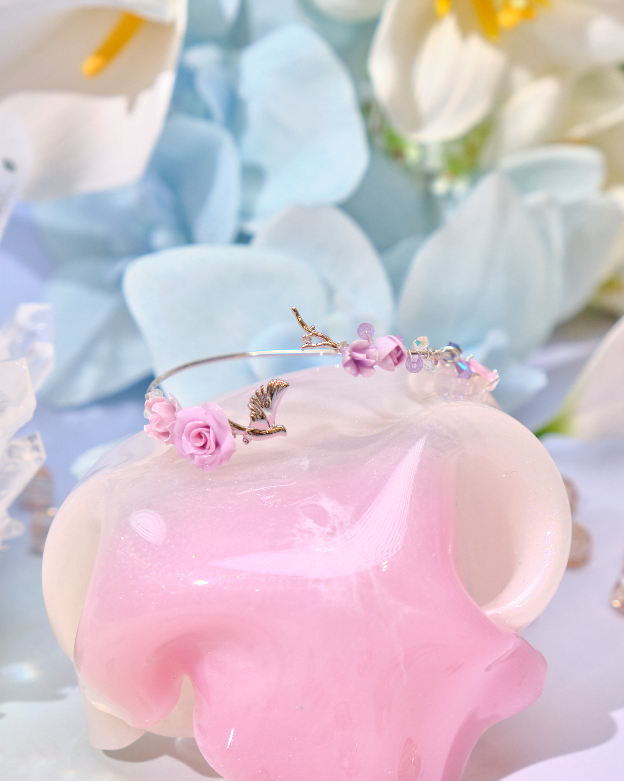 12697 優雅園林小花束鍍金/銀開口手鐲