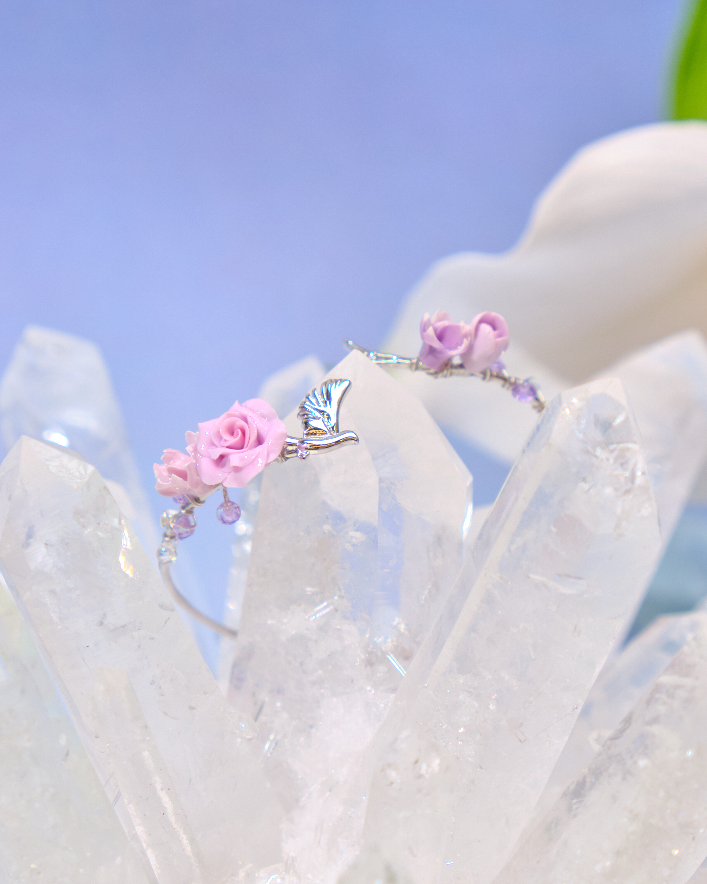 12697 優雅園林小花束鍍金/銀開口手鐲