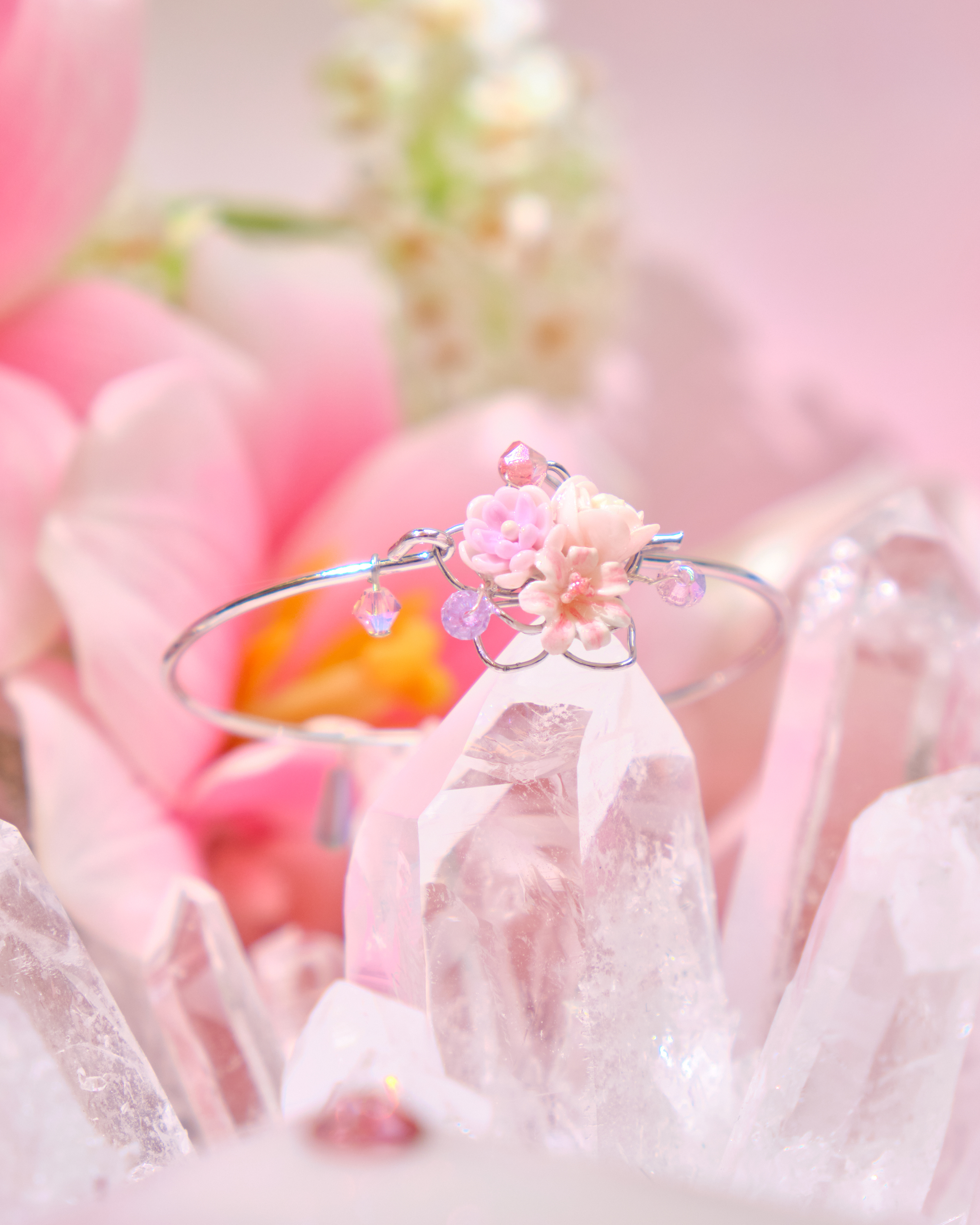 12695 優雅園林小花束鍍金/銀開口手鐲